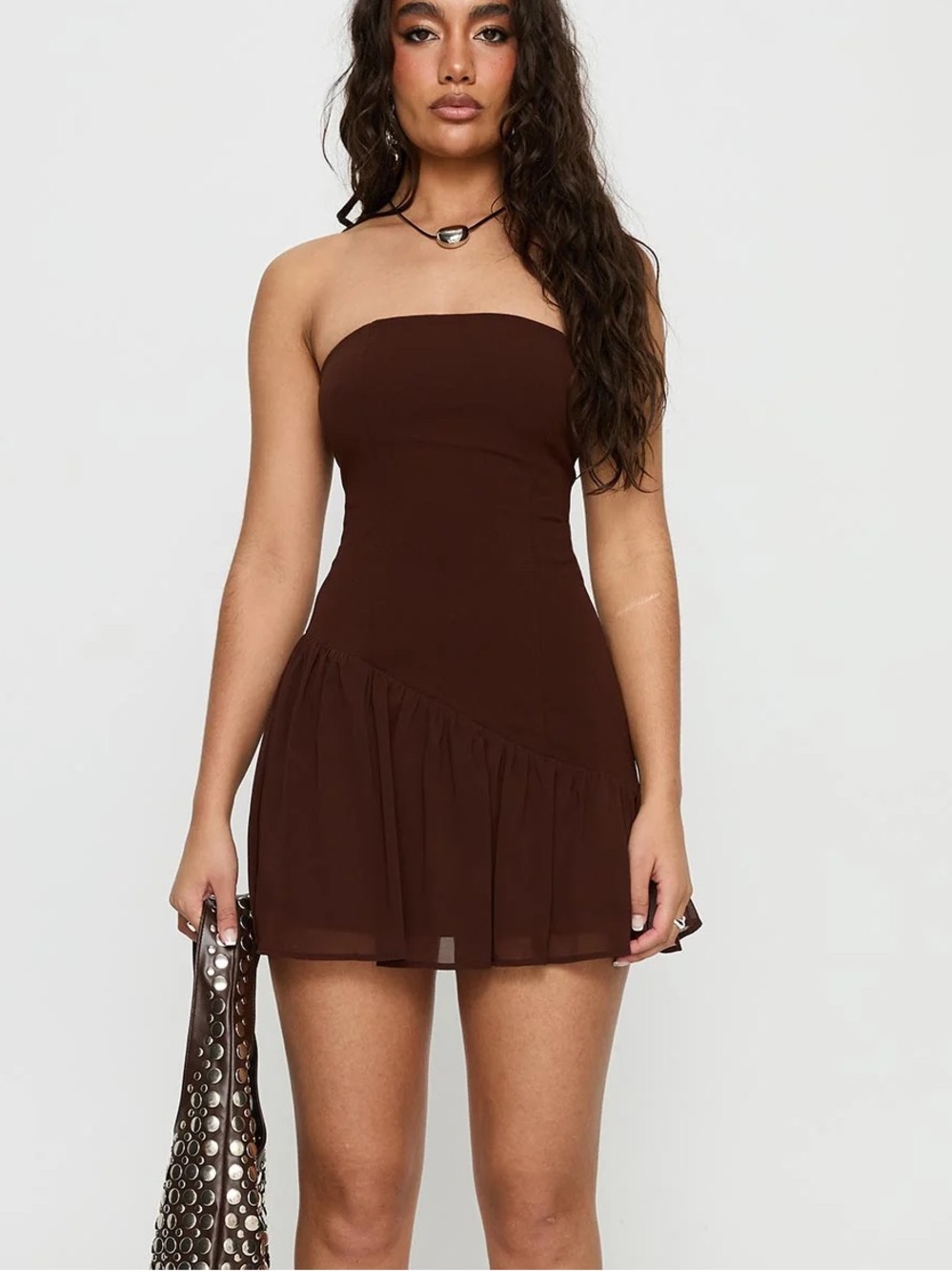 Princess Polly Strapless Brown Mini Dress
